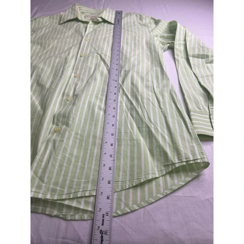 Merona Men's Dress Shirt Green Striped Long Sleeve Button Down Casual‎ Work M